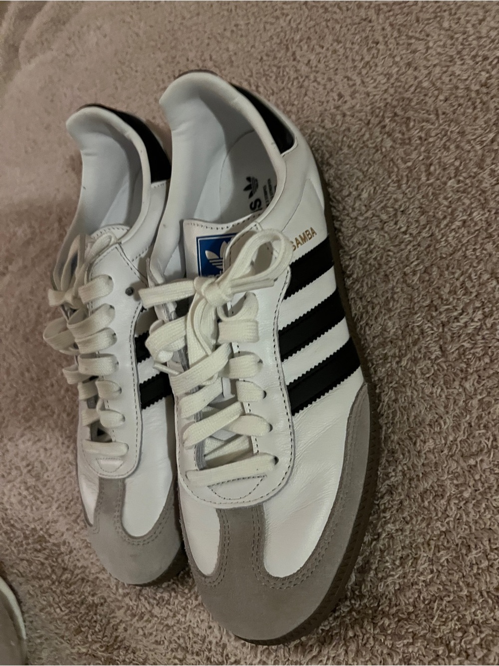 adidas Samba Men's White Black Sneakers with Gray Suede